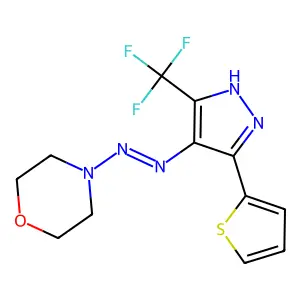 morpholin-4-yl-[3-thiophen-2-yl-5-(trifluoromethyl)-1H-pyrazol-4-yl]diazene structure