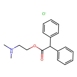 Acetic acid, diphenyl-, 2-(dimethylamino)ethyl ester, hydrochloride structure
