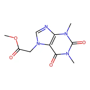 methyl (1,3-dimethyl-2,6-dioxo-1,2,3,6-tetrahydro-7H-purin-7-yl)acetate structure