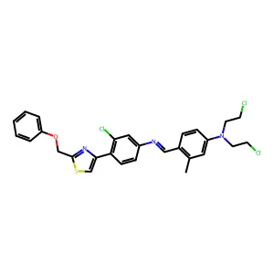 Benzenamine,N,N-bis(2-chloroethyl)-4-[[[3-chloro-4-[2-(phenoxymethyl)-4-thiazolyl]phenyl]imino]methyl]-3-methyl-,hydrochloride (1:1) structure