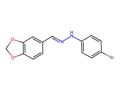 N-(1,3-benzodioxol-5-ylmethylideneamino)-4-bromoaniline structure