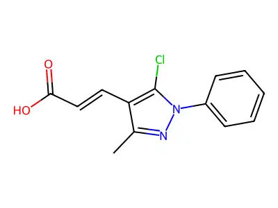 (E)-3-(5-chloro-3-methyl-1-phenylpyrazol-4-yl)prop-2-enoic acid structure