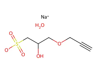 Sodium 2-hydroxy-3-(prop-2-ynyloxy)propane-1-sulfonate hydrate structure