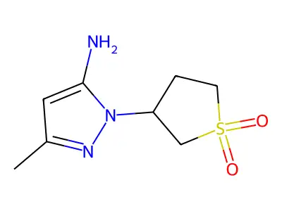 3-(5-amino-3-methyl-1H-pyrazol-1-yl)tetrahydrothiophene 1,1-dioxide structure