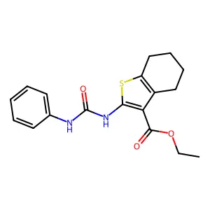 ethyl 2-[(phenylcarbamoyl)amino]-4,5,6,7-tetrahydro-1-benzothiophene-3-carboxylate structure
