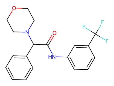 2-morpholin-4-yl-2-phenyl-N-[3-(trifluoromethyl)phenyl]acetamide structure