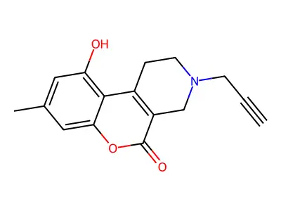 5H-(1)Benzopyrano(3,4-c)pyrid-5-one, 1,2,3,4-tetrahydro-10-hydroxy-8-methyl-3-(2-propynyl)- structure
