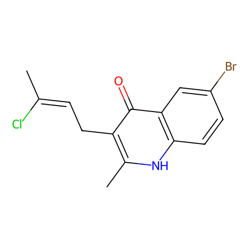6-Bromo-3-(3-chloro-2-buten-1-yl)-2-methyl-4-quinolinol structure