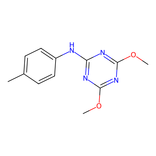 4,6-dimethoxy-N-(4-methylphenyl)-1,3,5-triazin-2-amine structure
