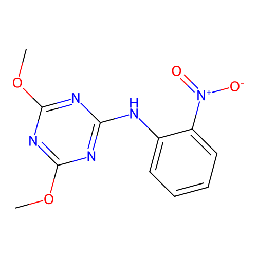 4,6-dimethoxy-N-(2-nitrophenyl)-1,3,5-triazin-2-amine structure
