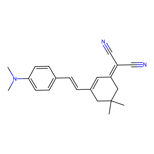 2-(3-(2-(4-DI-ME-Amino-PH)-vinyl)-5,5-DI-ME-cyclohex-2-enylidene)-malononitrile structure