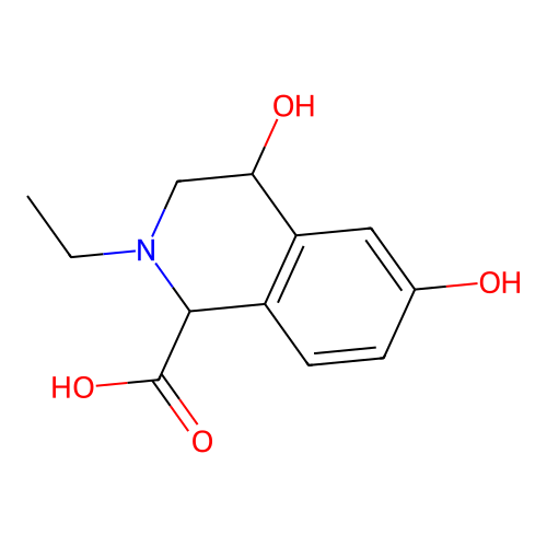 2-Ethyl-4,6-dihydroxy-1,2,3,4-tetrahydroisoquinoline-1-carboxylic acid structure