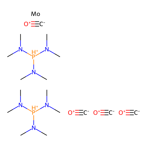 Molybdenum, tetracarbonylbis(hexamethylphosphorous triamide)- structure