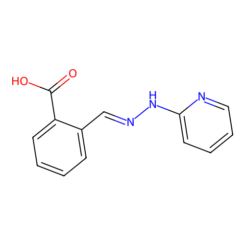 2-[(E)-(2-pyridylhydrazono)methyl]benzoic acid structure