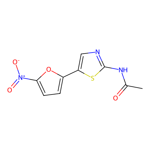 N-[5-(5-nitrofuran-2-yl)-1,3-thiazol-2-yl]acetamide structure