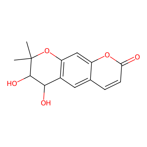 2H,6H-Benzo[1,2-b:5,4-b']dipyran-2-one, 7,8-dihydro-6,7-dihydroxy-8,8-dimethyl- structure