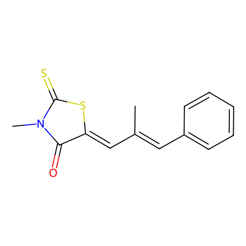 (Z)-3-methyl-5-((E)-2-methyl-3-phenylallylidene)-2-thioxothiazolidin-4-one structure