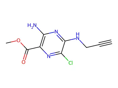 Methyl 3-amino-6-chloro-5-(prop-2-ynylamino)pyrazine-2-carboxylate structure