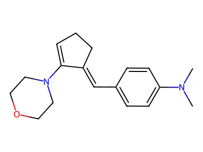 N,N-dimethyl-4-{[(1E)-2-(morpholin-4-yl)cyclopent-2-en-1-ylidene]methyl}aniline structure