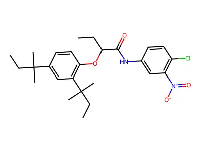 4'-Chloro-2-(2,4-di-tert-pentylphenoxy)-3'-nitrobutyranilide structure