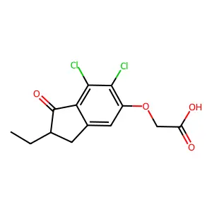 Acetic acid, 6,7-dichloro-2-ethyl-1-oxo-5-indanyloxy- structure
