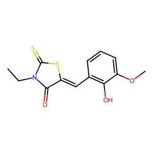 3-Ethyl-5-((2-hydroxy-3-methoxyphenyl)methylene)-2-thioxo-1,3-thiazolidin-4-one structure