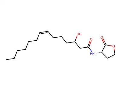N-(3-Hydroxy-7-cis-tetradecenoyl)homoserine lactone structure
