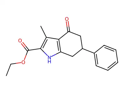 ethyl 3-methyl-4-oxo-6-phenyl-4,5,6,7-tetrahydro-1H-indole-2-carboxylate structure