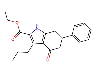ethyl 4-oxo-6-phenyl-3-propyl-4,5,6,7-tetrahydro-1H-indole-2-carboxylate structure