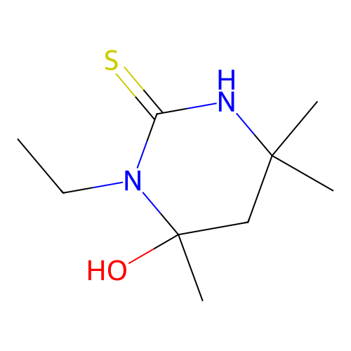3-Ethyl-4-hydroxy-4,6,6-trimethylhexahydropyrimidin-2-thione structure