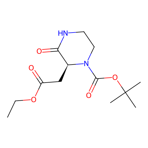 tert-butyl (2S)-2-(2-ethoxy-2-oxo-ethyl)-3-oxo-piperazine-1-carboxylate structure