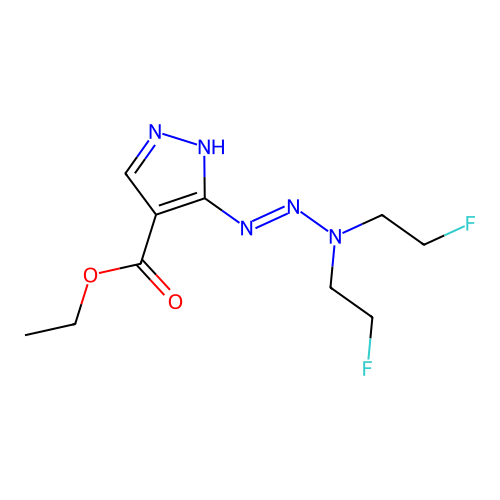 ethyl 5-[[bis(2-fluoroethyl)amino]diazenyl]-1H-pyrazole-4-carboxylate structure