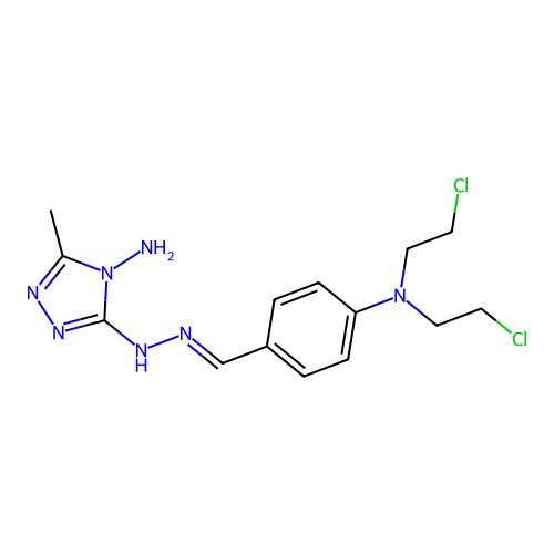 3-[2-({4-[Bis(2-chloroethyl)amino]phenyl}methylidene)hydrazin-1-yl]-5-methyl-4H-1,2,4-triazol-4-amine structure
