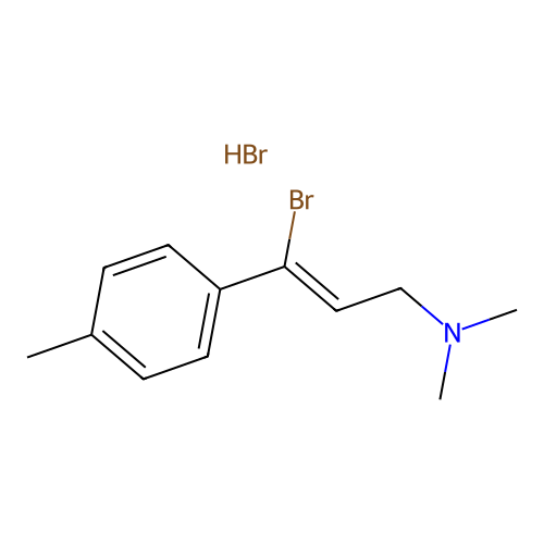 3-bromo-N,N-dimethyl-3-(4-methylphenyl)prop-2-en-1-amine;hydrobromide structure