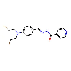N-({4-[Bis(2-bromoethyl)amino]phenyl}methylidene)pyridine-4-carbohydrazonic acid structure