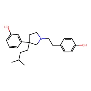 Phenol, m-(1-(p-hydroxyphenethyl)-3-isopentyl-3-pyrrolidinyl)- structure