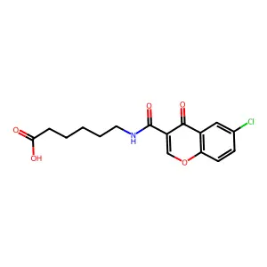 Hexanoic acid, 6-(6-chloro-4-oxo-4H-1-benzopyran-2-carboxamido)- structure