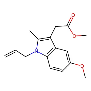 Indole-3-acetic acid, 1-allyl-5-methoxy-2-methyl-, methyl ester structure