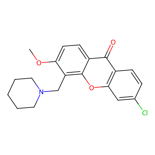 6-Chloro-3-methoxy-4-(piperidin-1-ylmethyl)xanthen-9-one structure