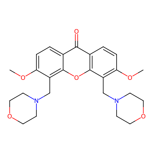 3,6-Dimethoxy-4,5-bis(morpholin-4-ylmethyl)xanthen-9-one structure