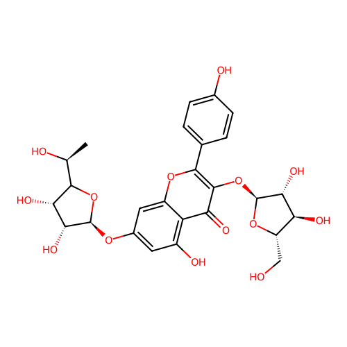 kaempferol-3-O-arabinofuranoside-7-O-rhamnopyranoside structure