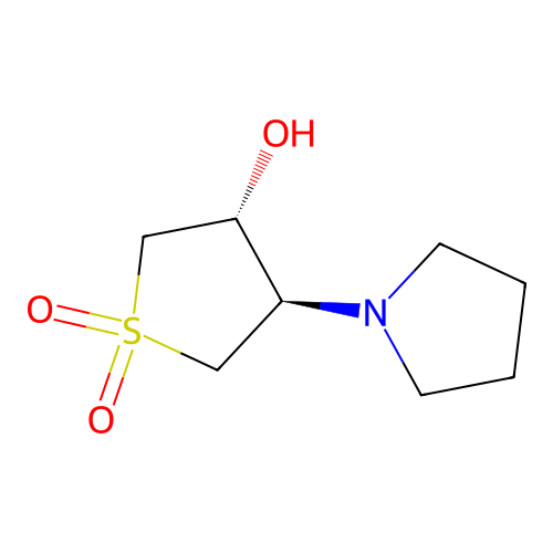 rac-(3R,4R)-3-hydroxy-4-(pyrrolidin-1-yl)-1lambda6-thiolane-1,1-dione structure