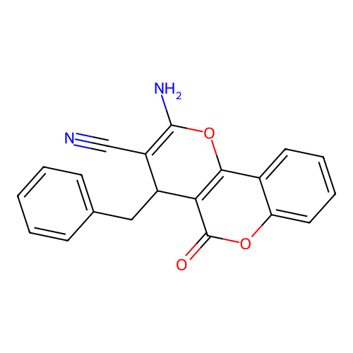 2-Amino-4-benzyl-5-oxo-4H,5H-pyrano[3,2-c]chromene-3-carbonitrile structure
