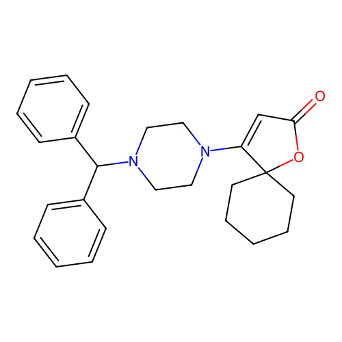 4-[4-(Diphenylmethyl)piperazin-1-yl]-1-oxaspiro[4.5]dec-3-en-2-one structure