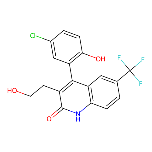 4-(5-chloro-2-hydroxyphenyl)-3-(2-hydroxyethyl)-6-(trifluoromethyl)quinolin-2(1H)-one structure