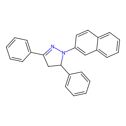 1-(naphthalen-2-yl)-3,5-diphenyl-4,5-dihydro-1H-pyrazole structure