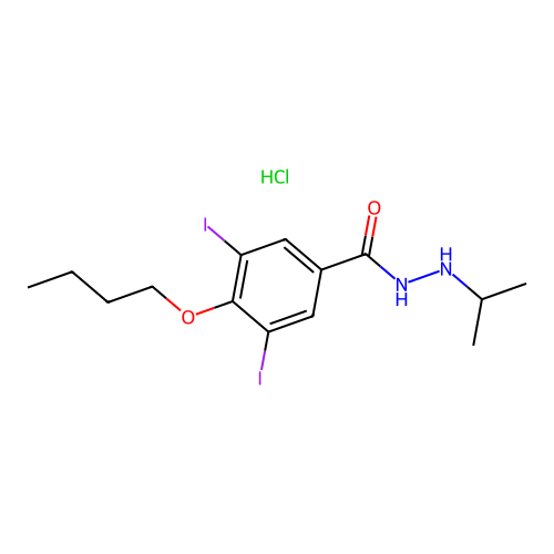4-Butoxy-3,5-diiodobenzoic acid 2-isopropylhydrazide monohydrochloride structure