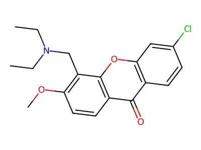 6-Chloro-4-(diethylaminomethyl)-3-methoxyxanthen-9-one structure