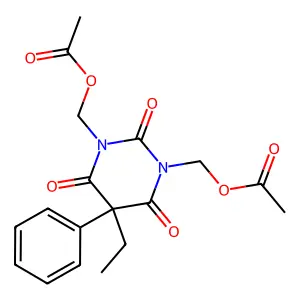 Barbituric acid, 1,3-bis(acetoxymethyl)-5-ethyl-5-phenyl- structure