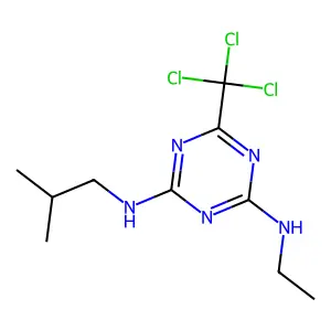 4-N-ethyl-2-N-(2-methylpropyl)-6-(trichloromethyl)-1,3,5-triazine-2,4-diamine structure